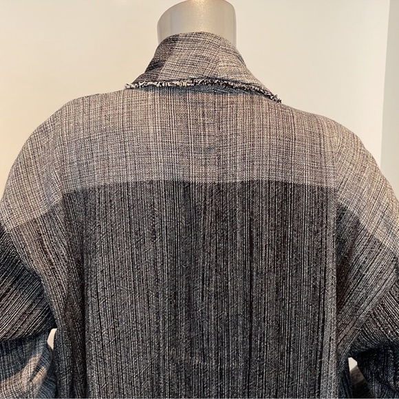 Eileen Fisher Black Organic Cotton Hazy Blocks Shawl Cardigan Jacket Size L/XL - Picture 11 of 15